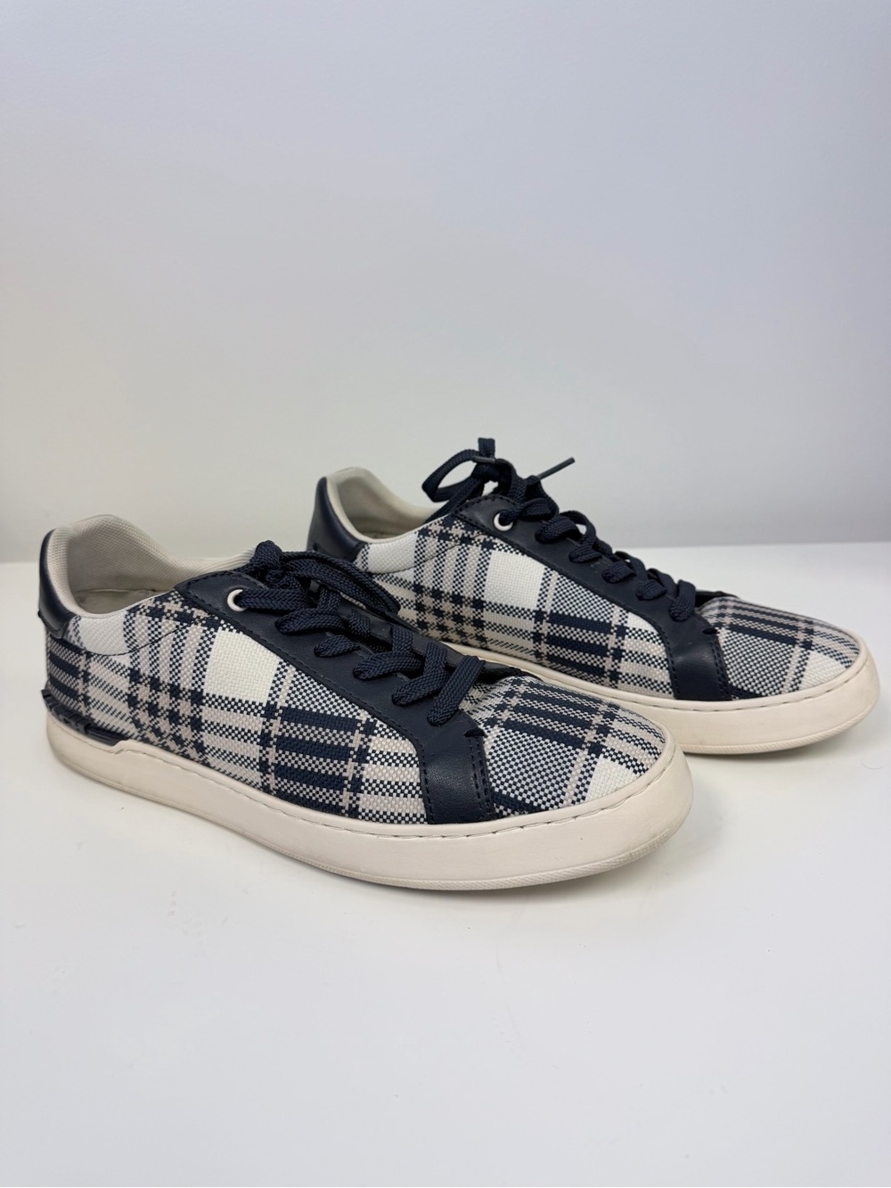 Coach Low Top Plaid Sneakers Blue/White US 9.5